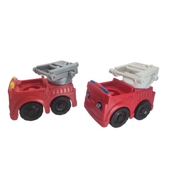 Fisher Price Little People Fire Engine Pair Ladder Trucks w/ 2 Firefighters Set - Picture 5 of 9